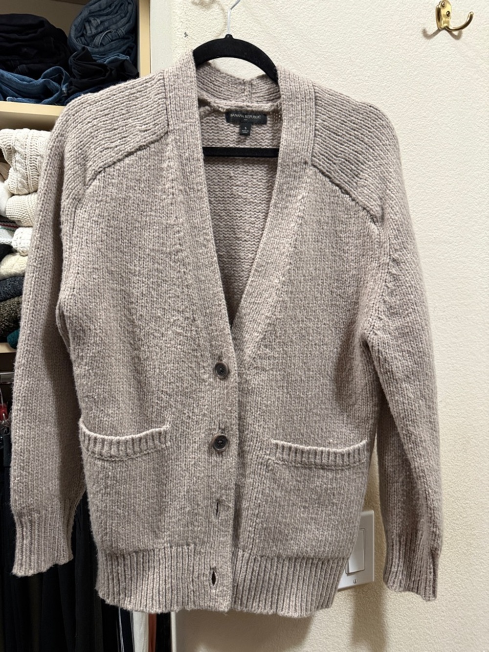 Banana Republic Taupe Button-Front Women's Cardigan small